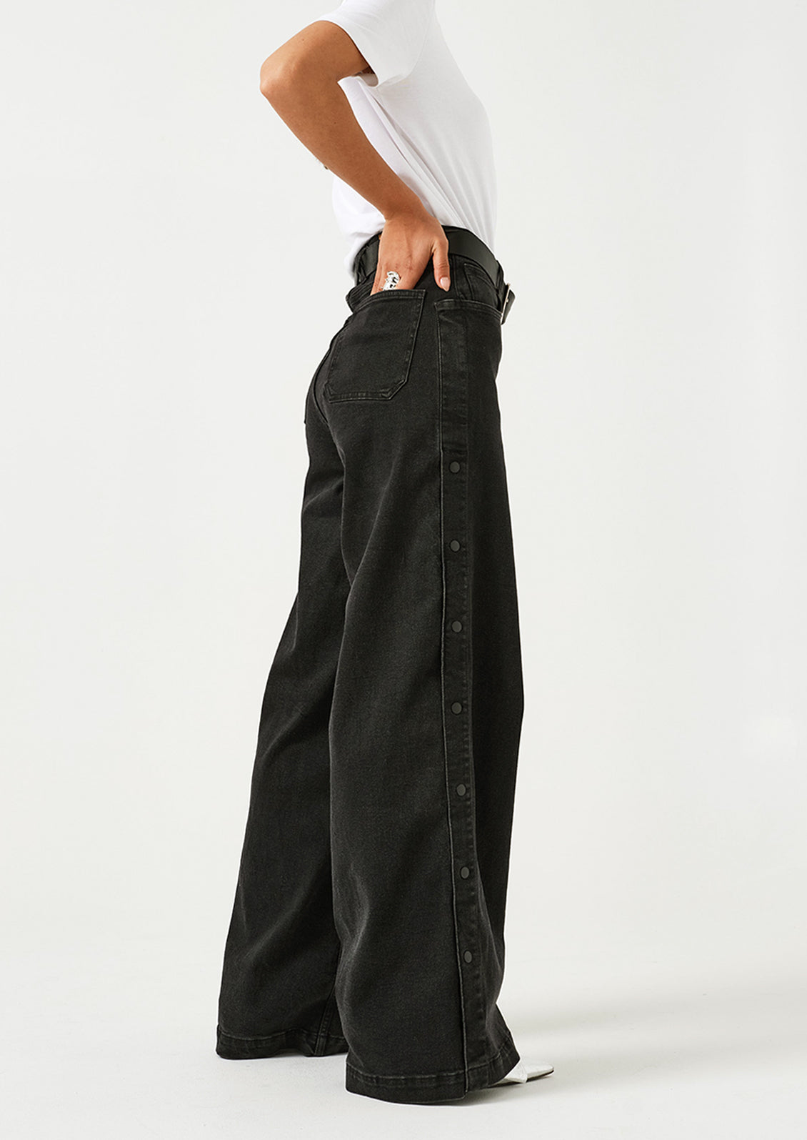 Shops side snap wide leg jeans