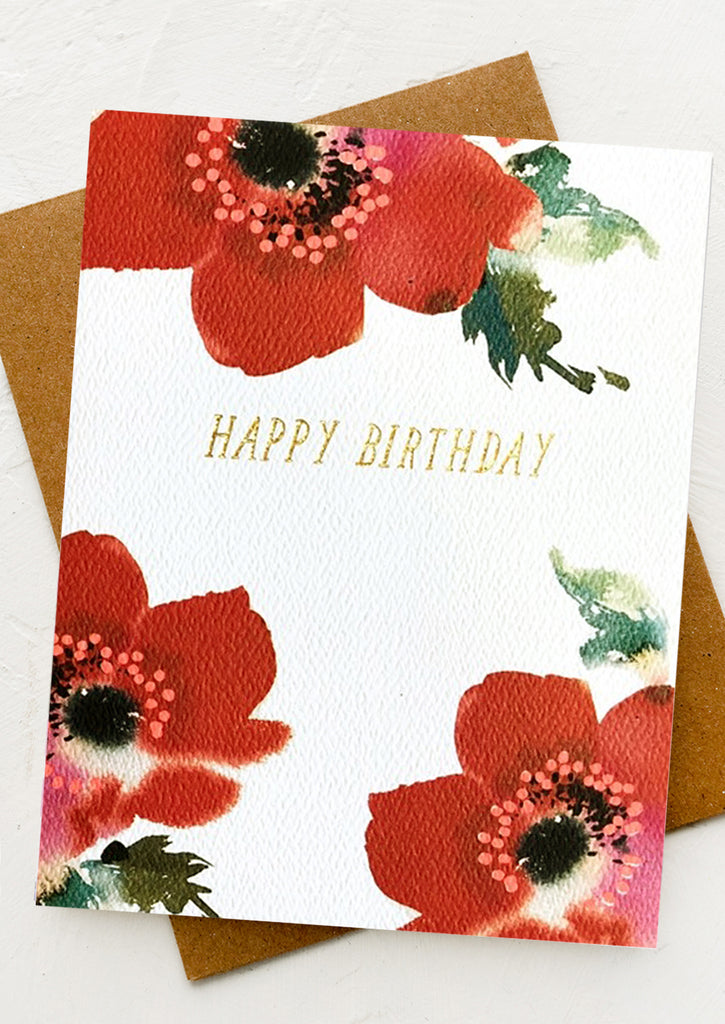 Red Anemone Birthday Card By Hartland Brooklyn Leif