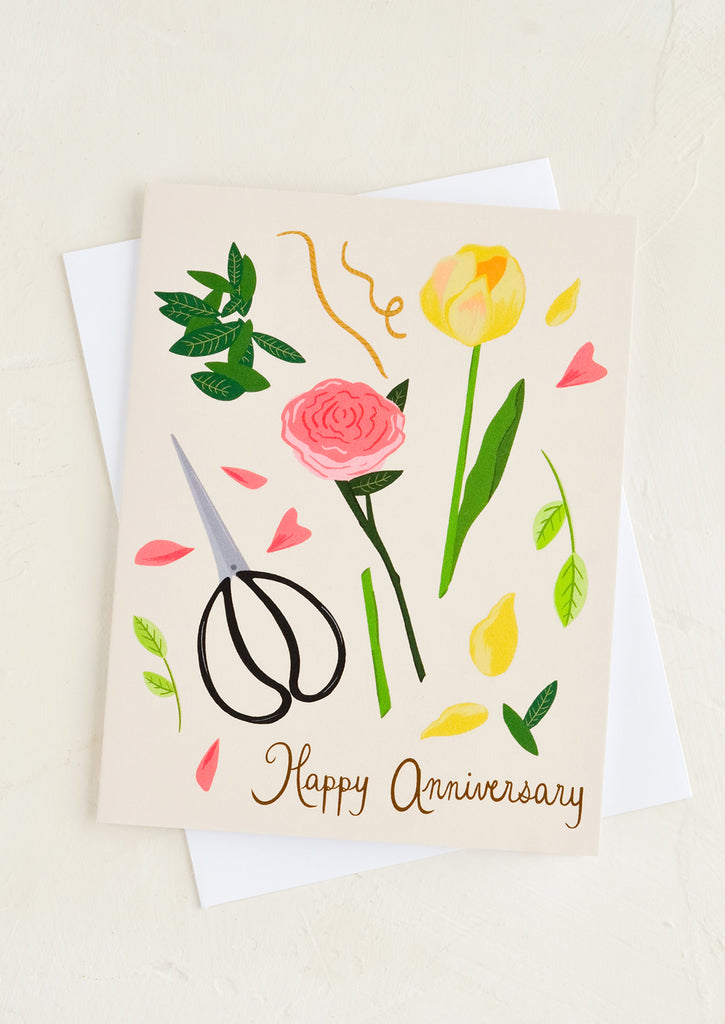 Floral Illustration Happy Anniversary Card