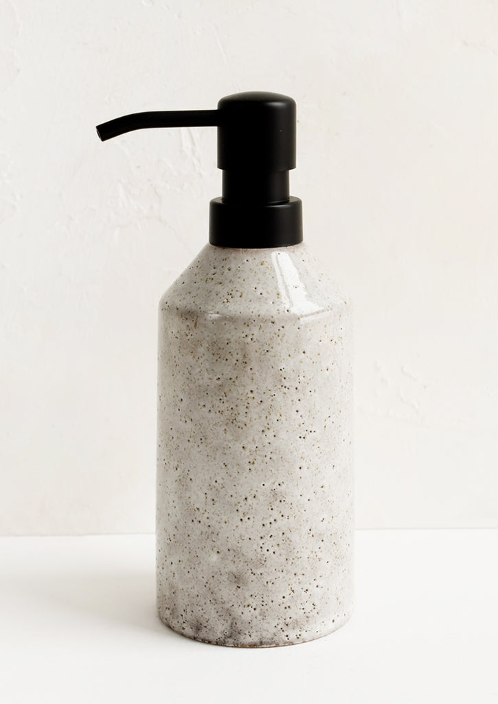 Mottled Ceramic Soap Dispenser with Matte Black