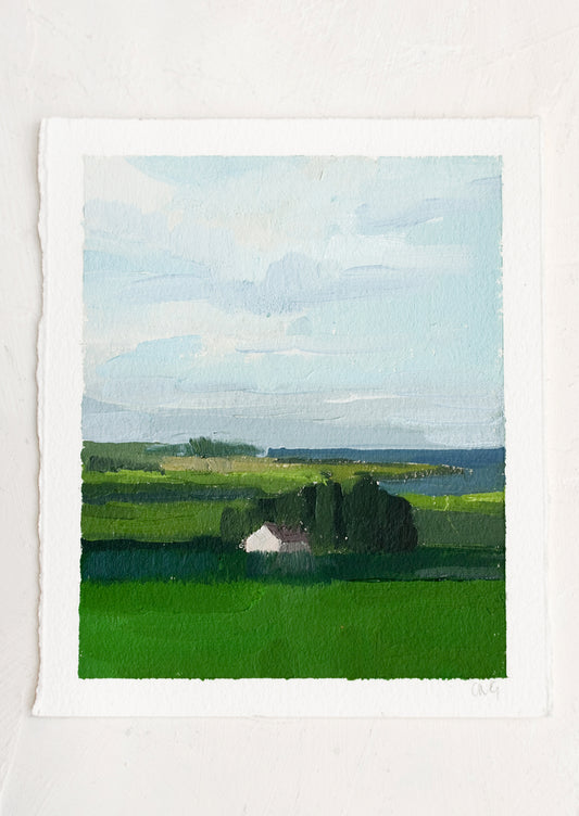 An original landscape oil painting on paper.