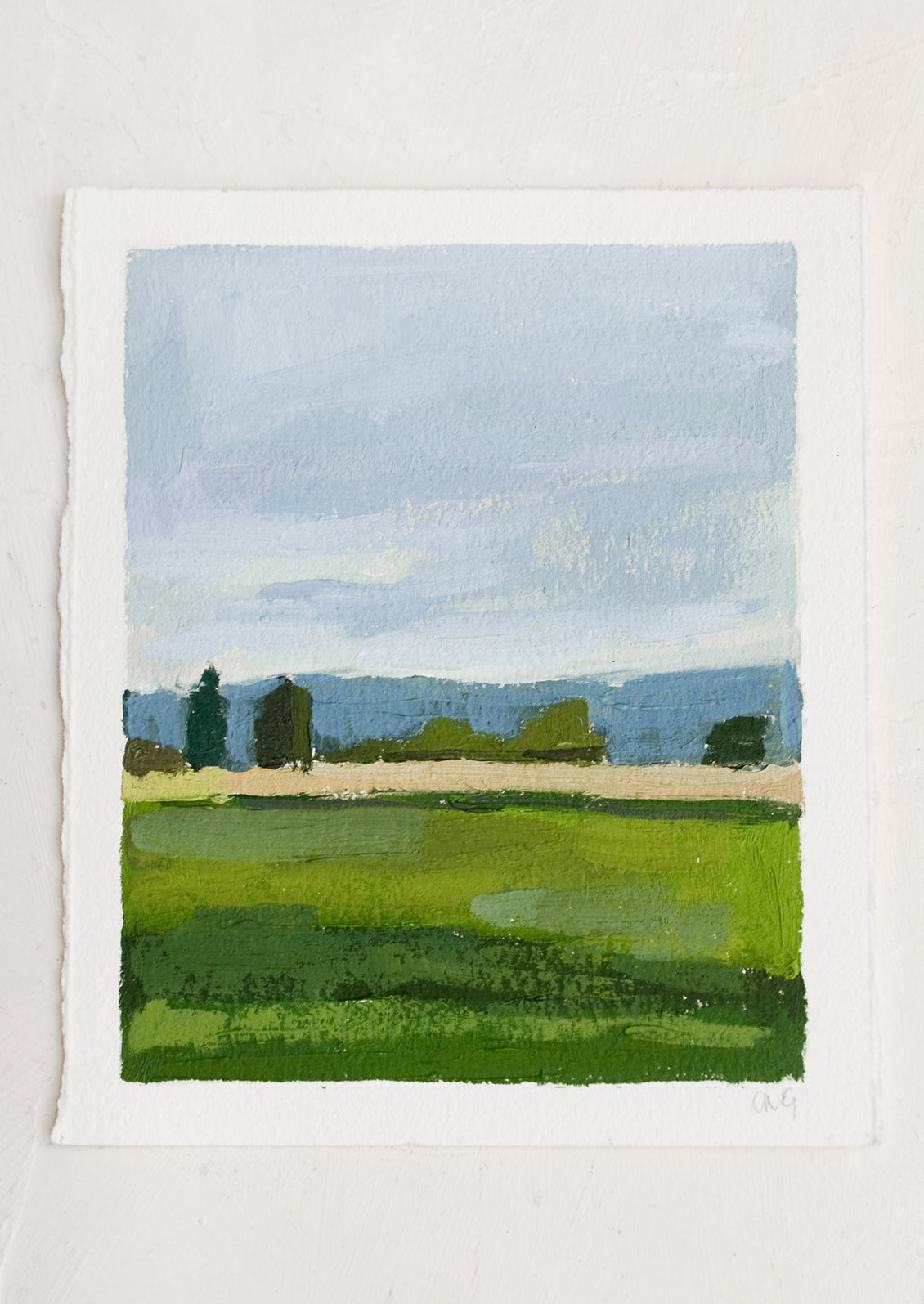 An original landscape oil painting on paper.