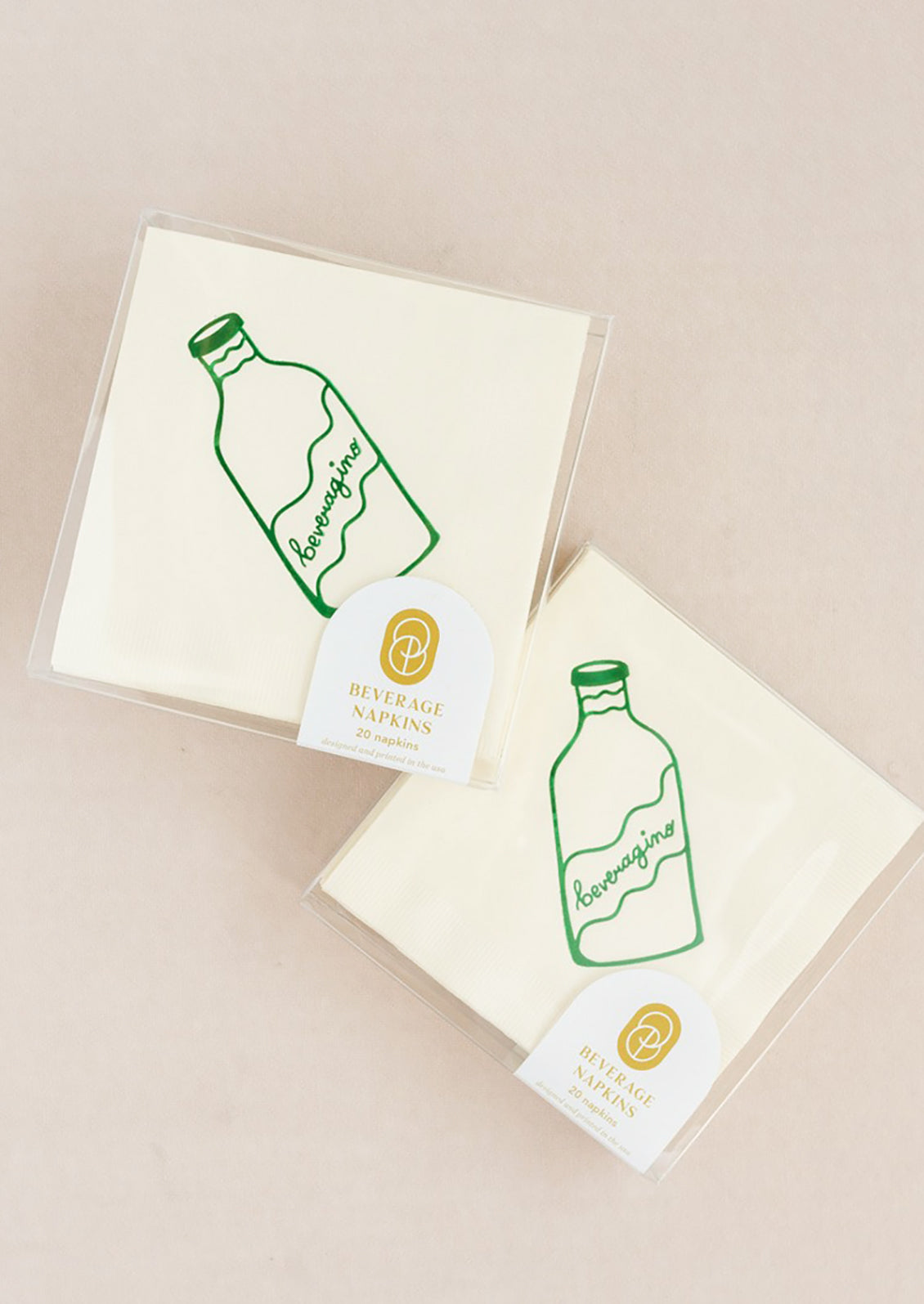 Bottled beverage print paper napkins.