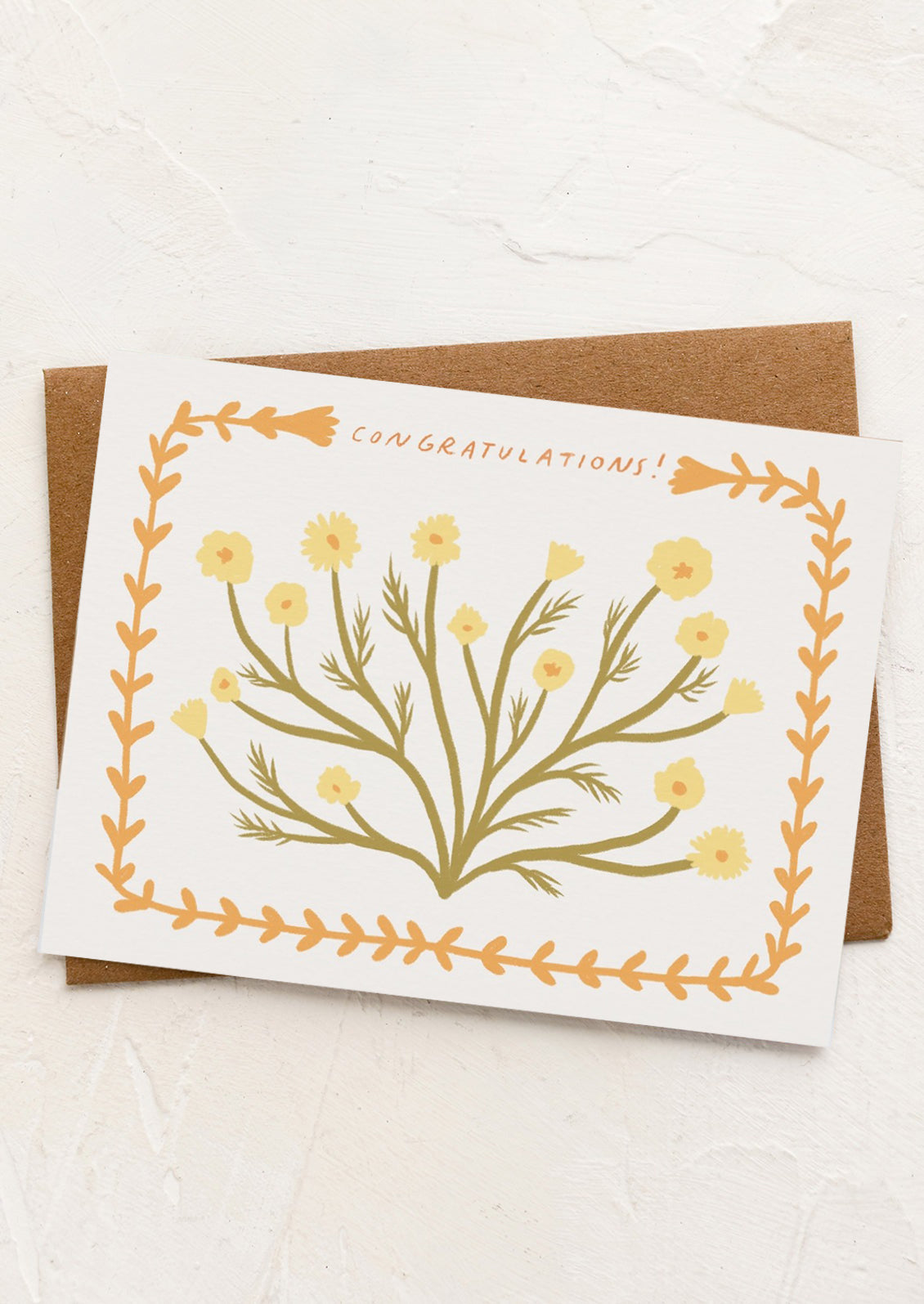 A chamomile print card reading "Congratulations!".