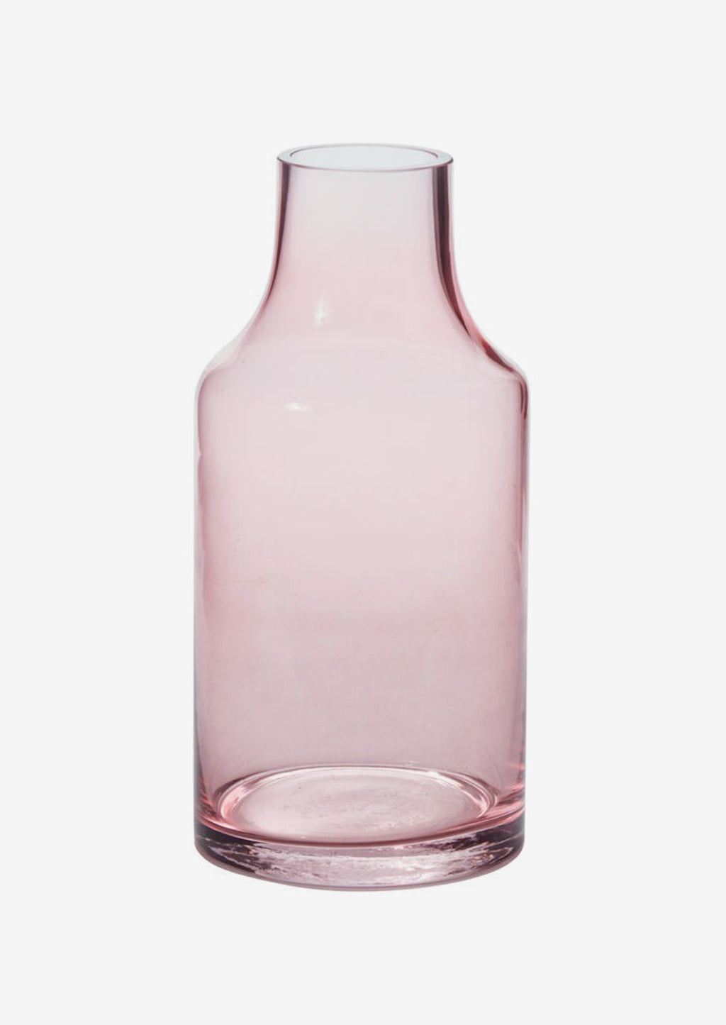 Rose: A transparent glass vase with blush hue.