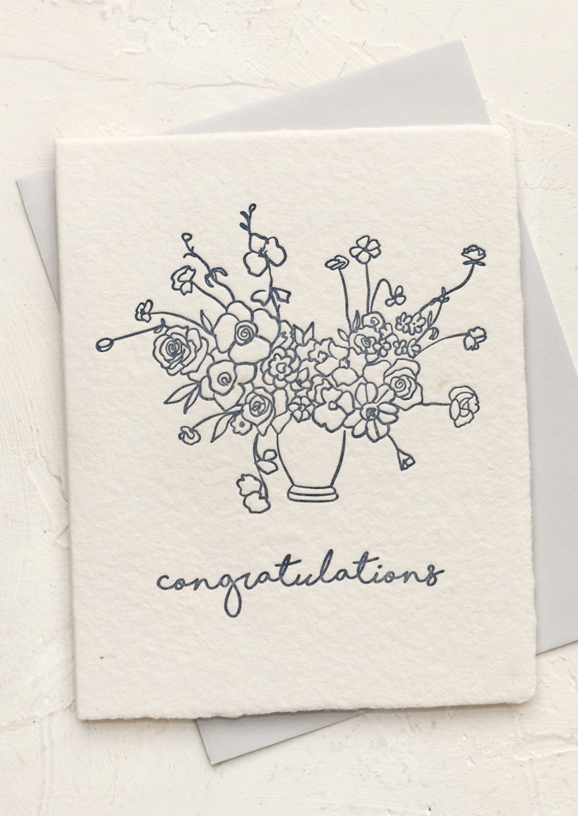 A bouquet print card, text reads "Congratulations".