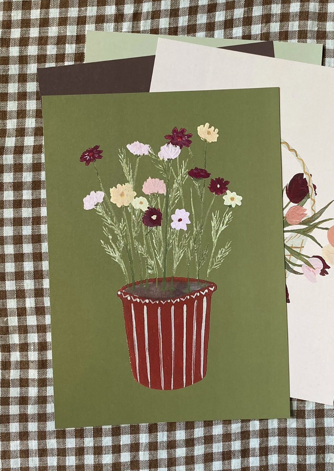 Cosmos in Striped Pot Print