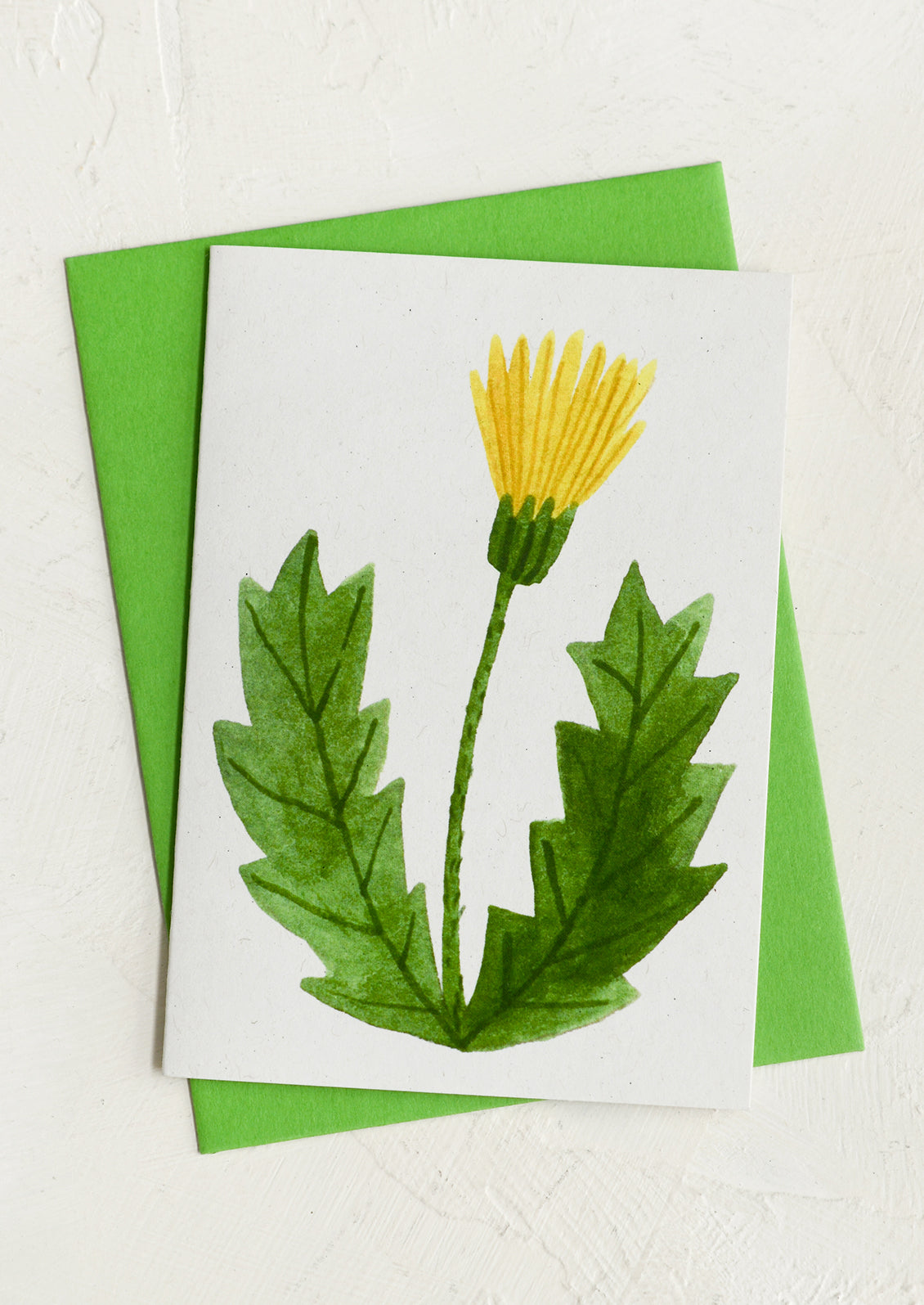 A dandelion print mini card with green envelope.