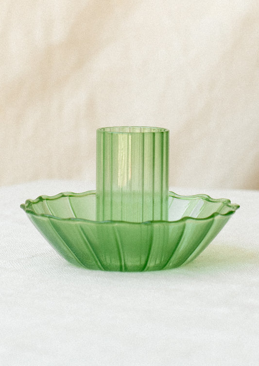 Fluted Glass Candle Holder