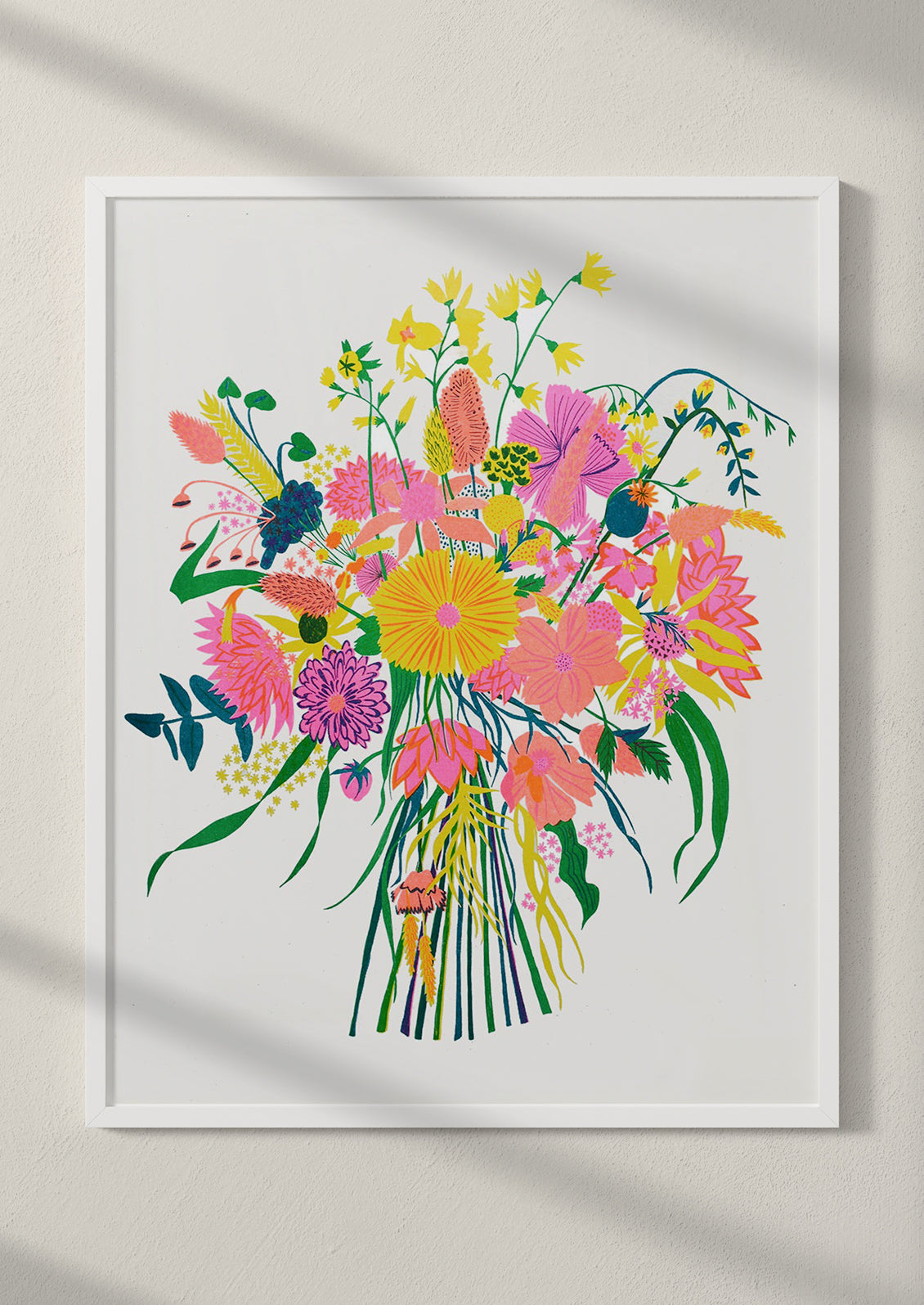 Neon Bouquet Risograph Print