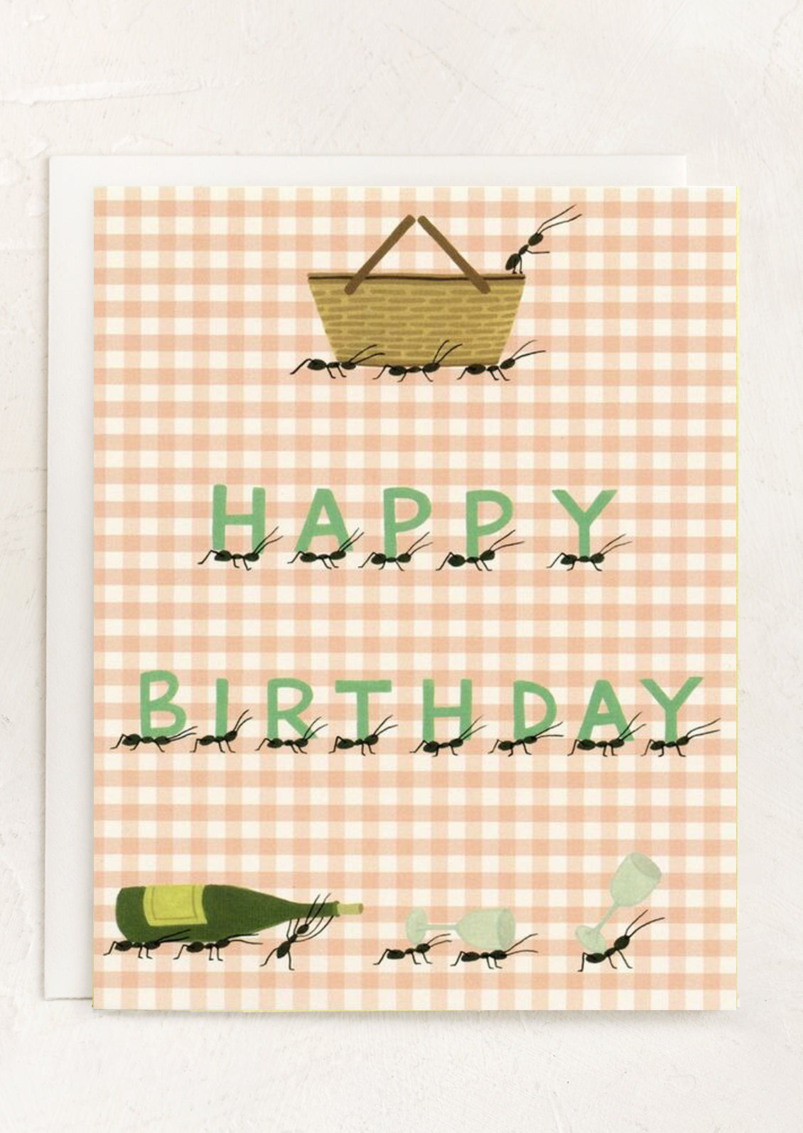 A picnic blanket print birthday card.