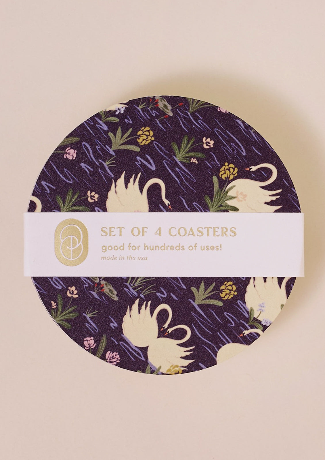 A set of paper coasters in swan pond pattern.