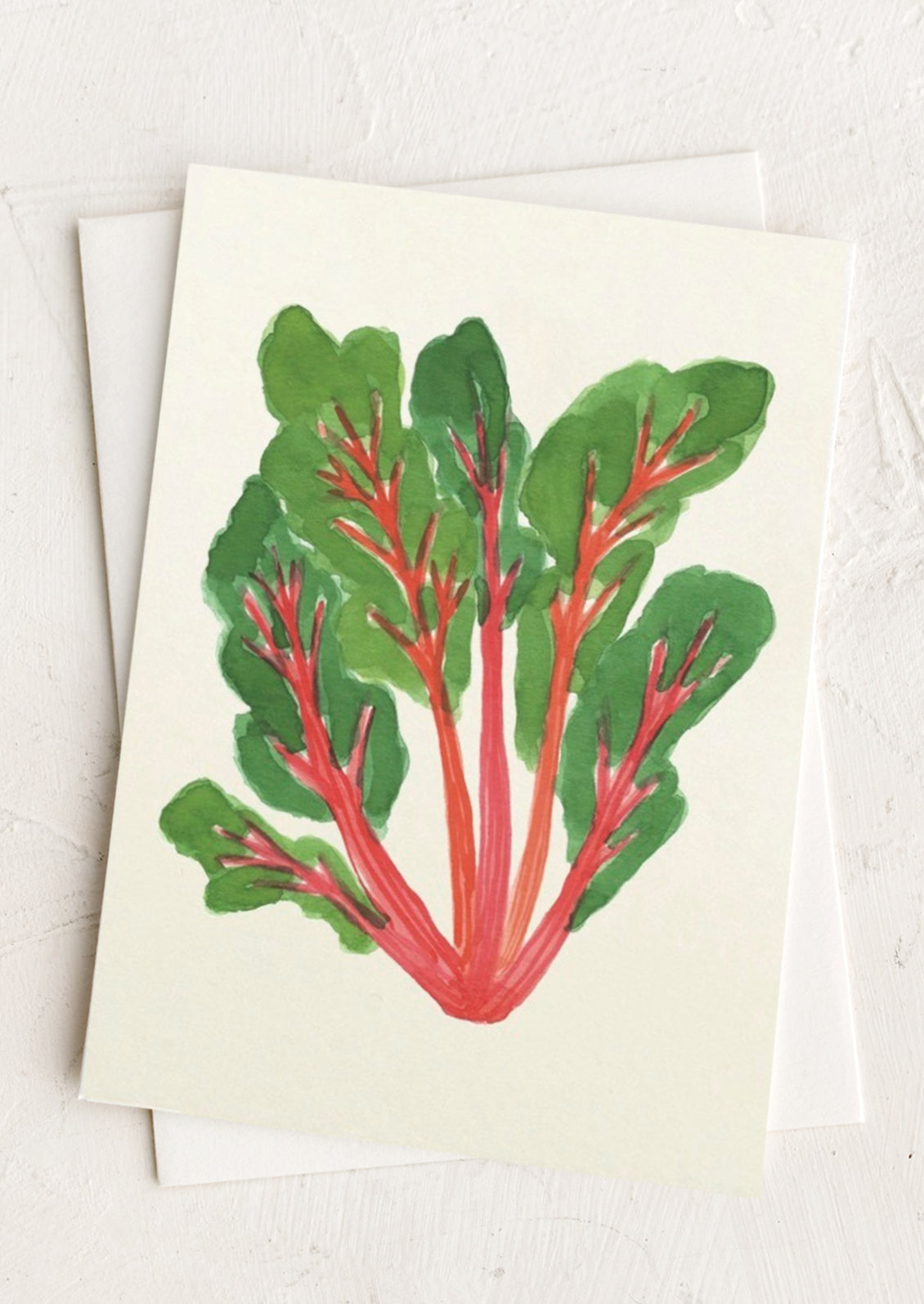 An illustrated card with image of swiss chard.