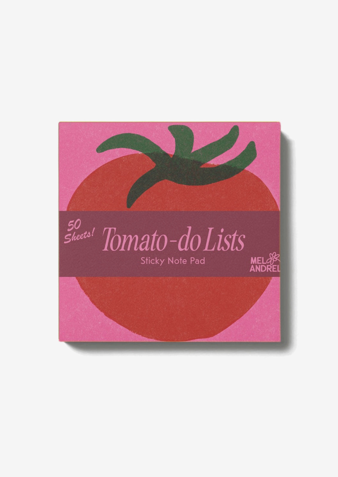 A stack of sticky notes with printed tomato theme.