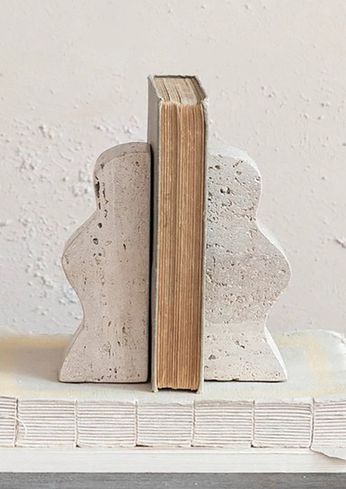 Travertine Wave Bookends hover