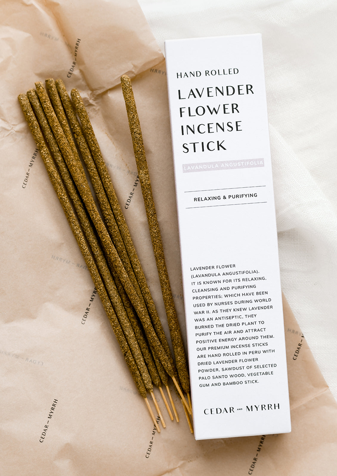 Lavender flower rolled incense sticks.