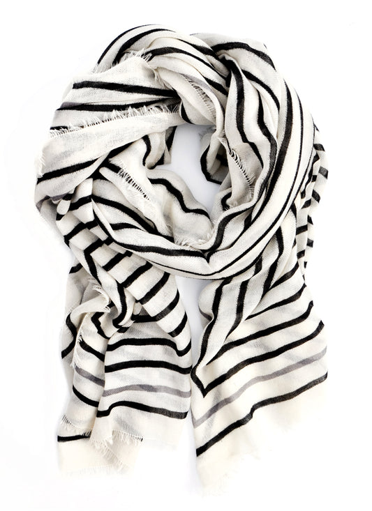 Concentric Lines Wool-Cashmere Scarf in  - LEIF