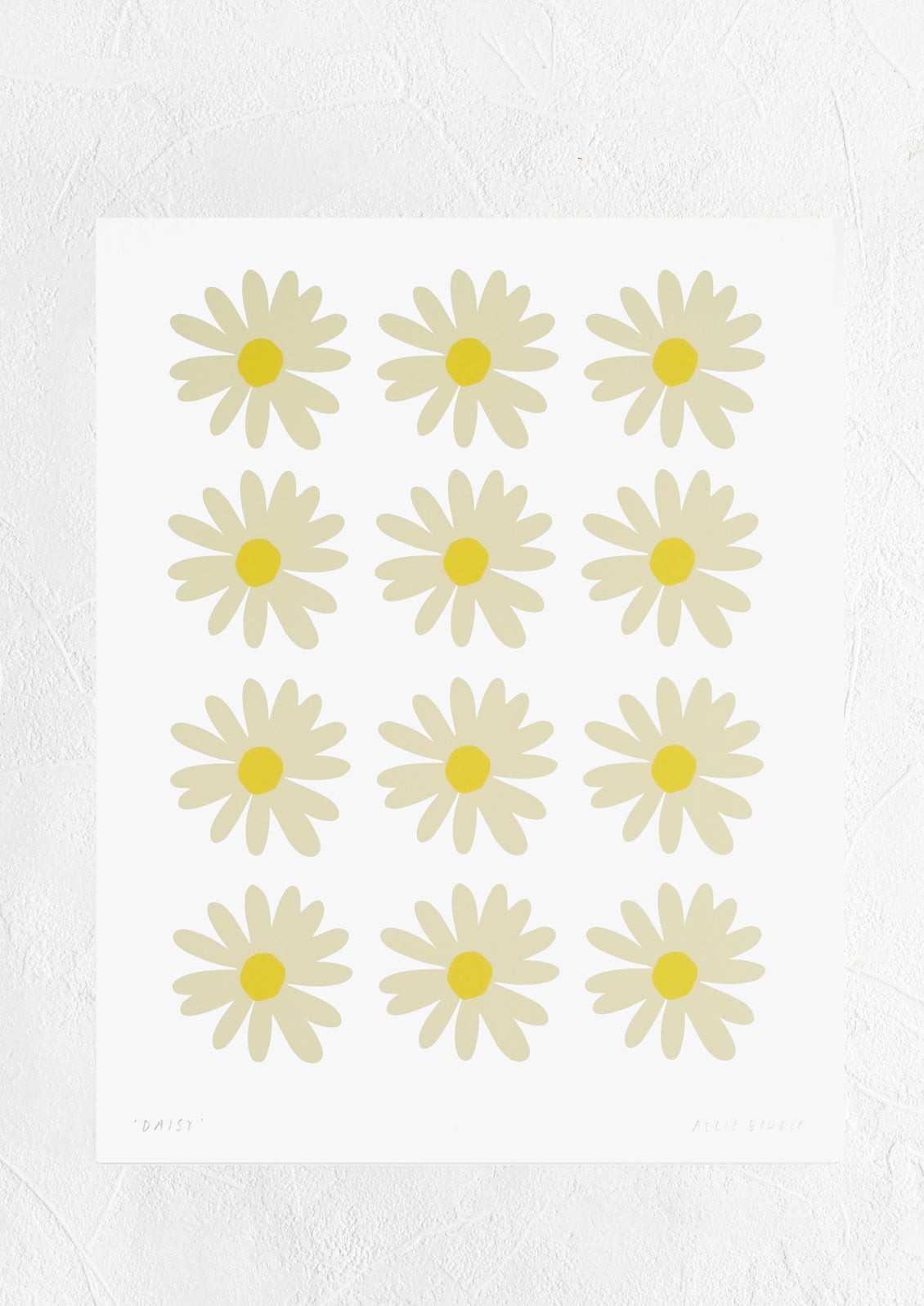 A digital art print featuring rows of daisy flowers.