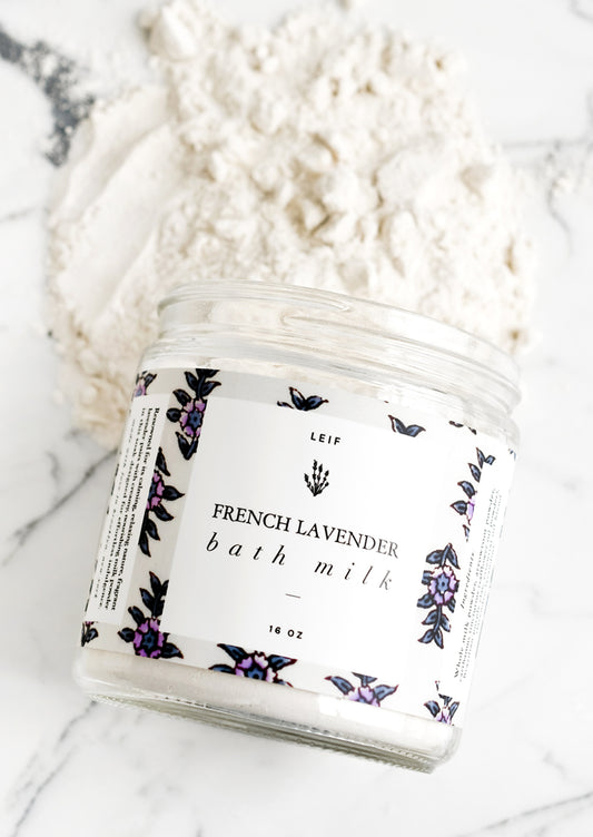 A french lavender milk bath jar.