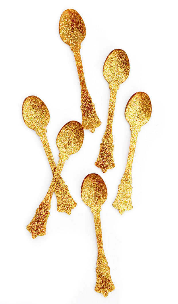 Glitter Teaspoon Set in Gold Glitter - LEIF