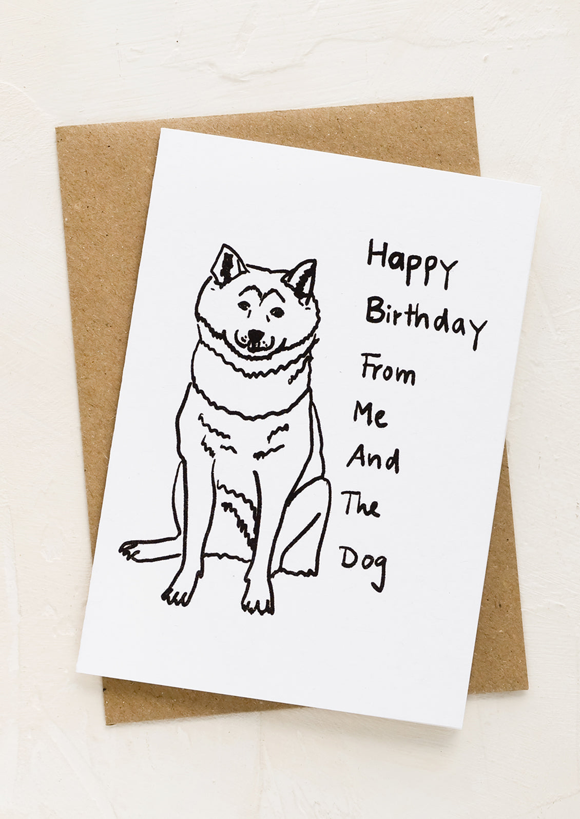 A greeting card with illustration of dog.