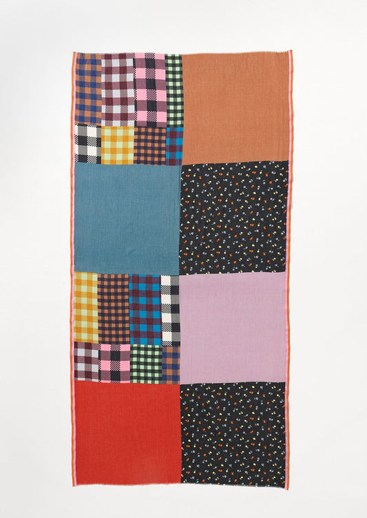 A quilt inspired patchwork scarf.