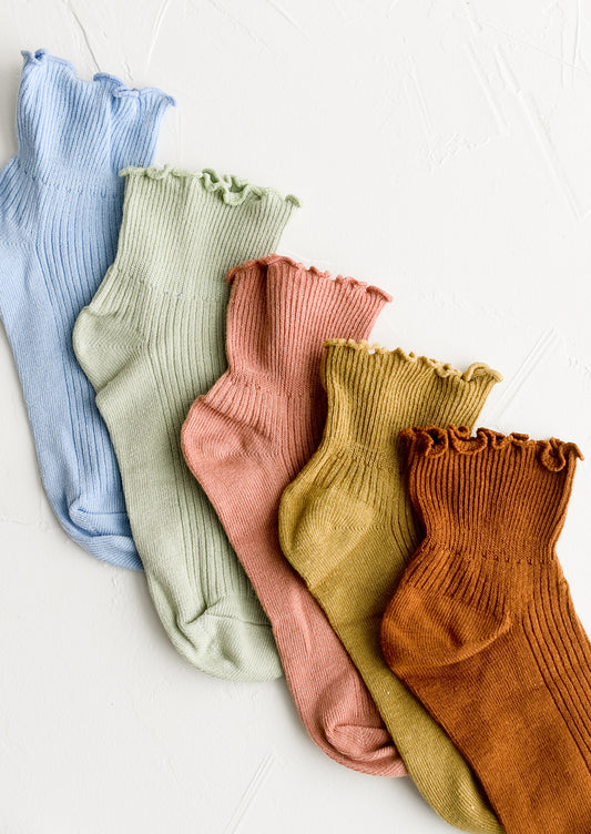 Ankle socks in assorted colors.