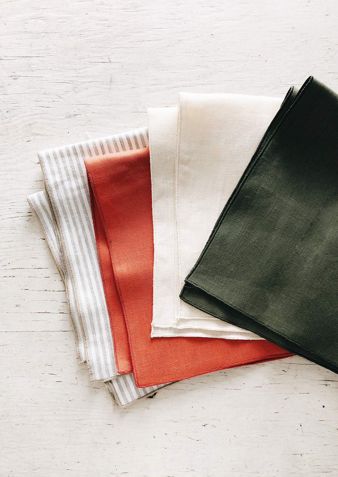 Linen Napkins splayed out in an array of colors.