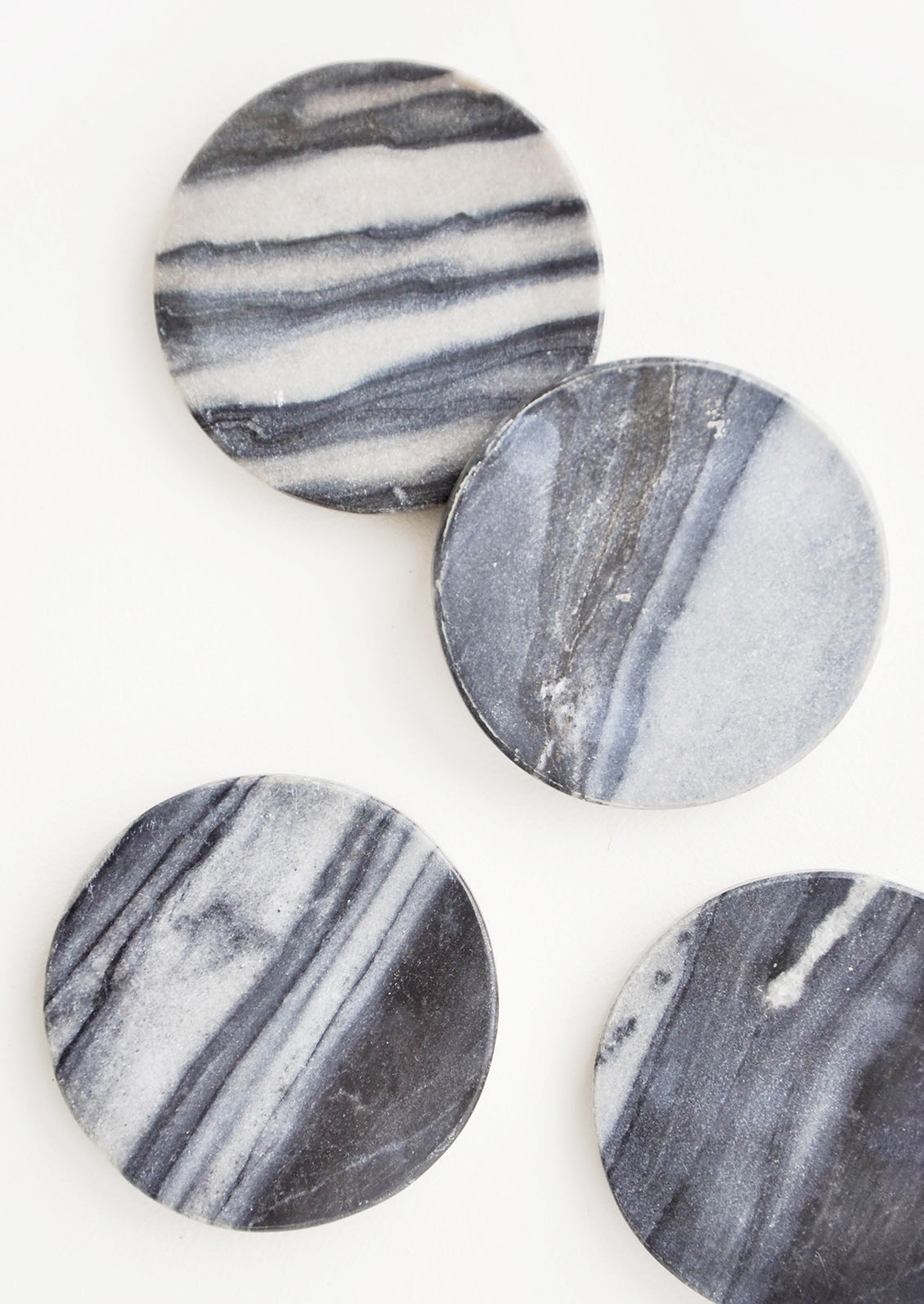 Set of 4 Round Grey Marble Coasters - LEIF