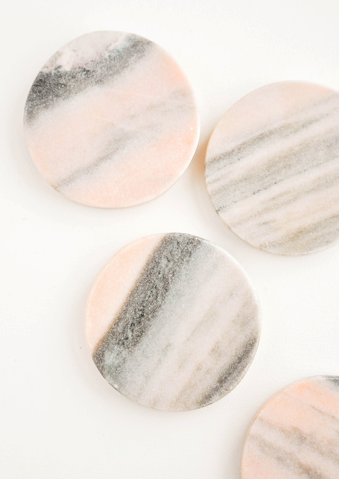 Set of 4 Round Pink Marble Coasters - LEIF