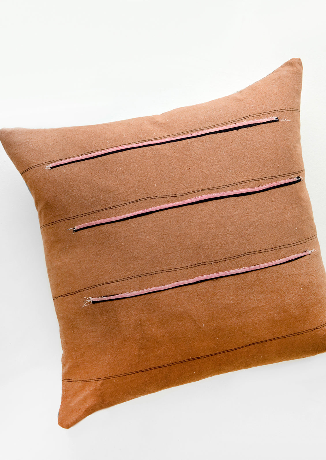 18X18 White + Textured Brown Stripes Throw Pillow