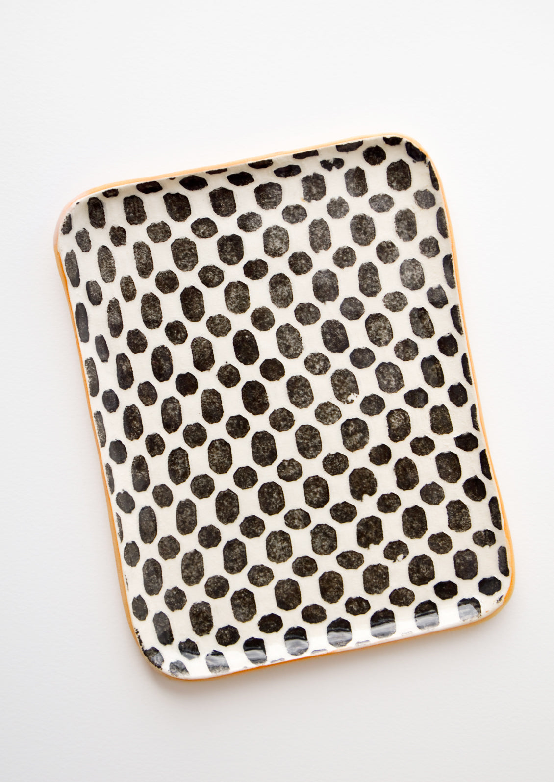 Pressed Pattern Ceramic Tea Tray in Dot Black - LEIF