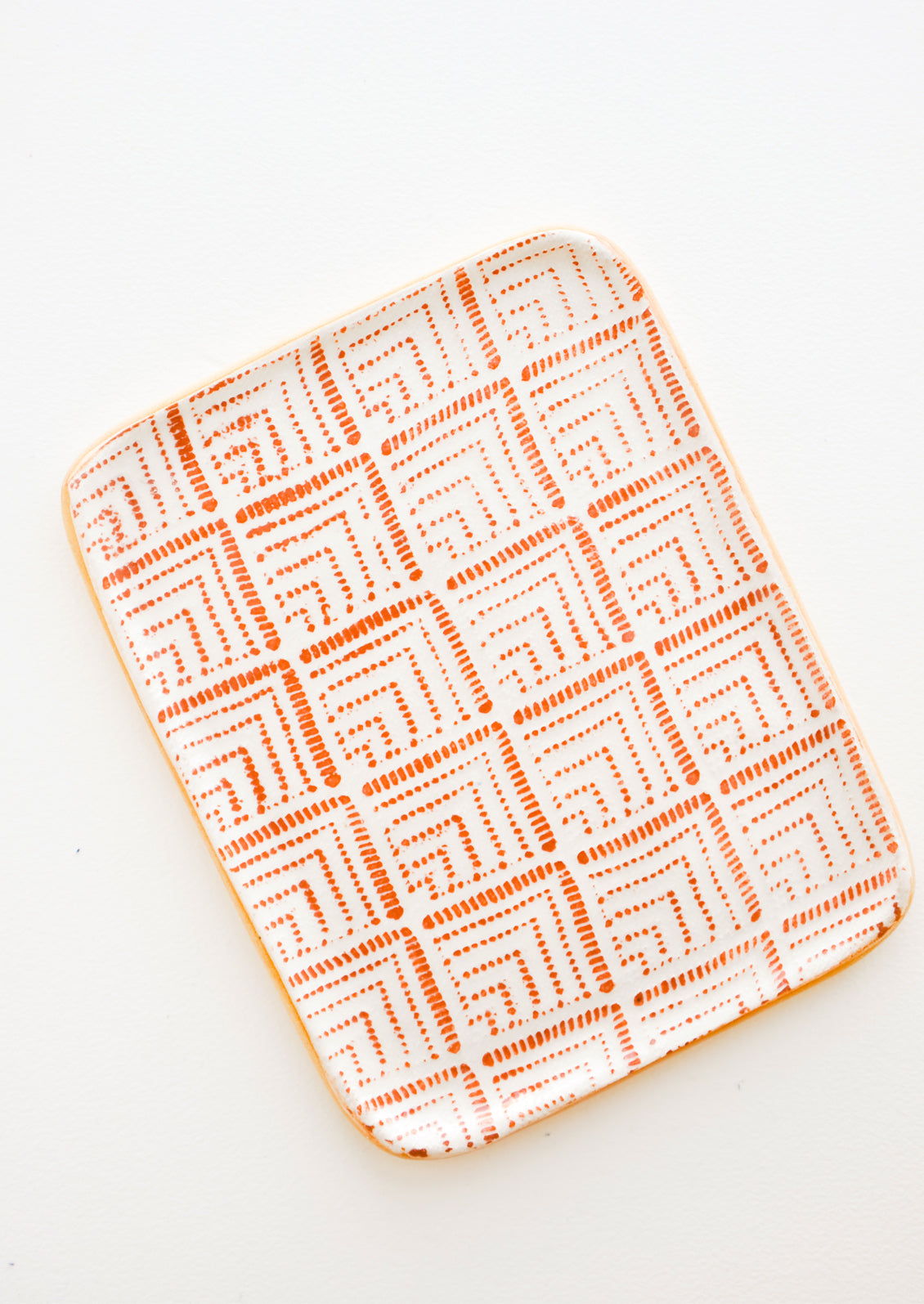 Pressed Pattern Ceramic Tea Tray in Deco / Rust - LEIF